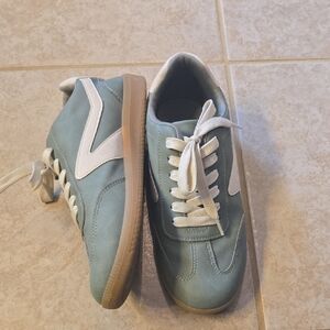 Dolce Vita Teal and White Lace-Up Sneakers